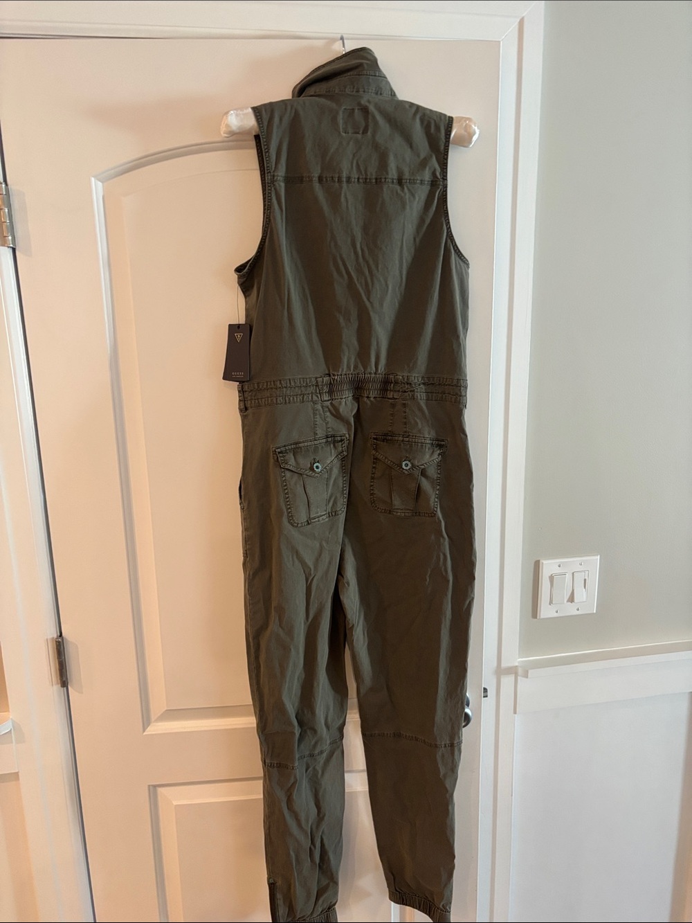 Guess Olive Green Sleeveless Utility Jumpsuit - Picture 6 of 7